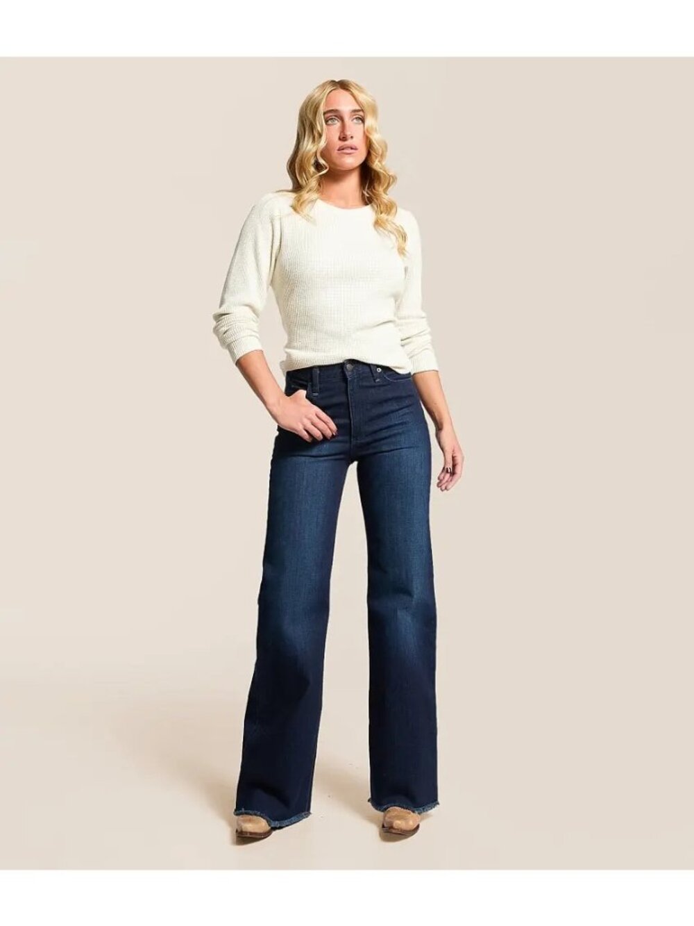 Kimes Ranch Olivia Olivia High Rise Wide Leg Stovepipe Jean 8/30 Dark Wash Excel